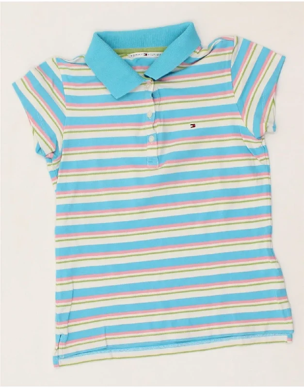 TOMMY HILFIGER Womens Crop Polo Shirt UK 8 Small Blue Striped Cotton Polo shirt women’s with buttons TOMMY HILFIGER Womens Crop Polo Shirt UK 8 Small Blue Striped Cotton Polo shirt women’s with buttons