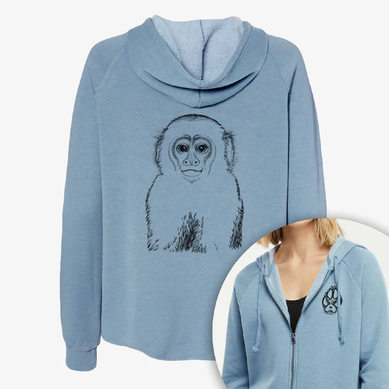 Marcel the Capuchin Monkey - Women's Cali Wave Zip-Up Sweatshirt Zip Hoodie Drawstring Kangaroo Pocket Marcel the Capuchin Monkey - Women's Cali Wave Zip-Up Sweatshirt Zip Hoodie Drawstring Kangaroo Pocket