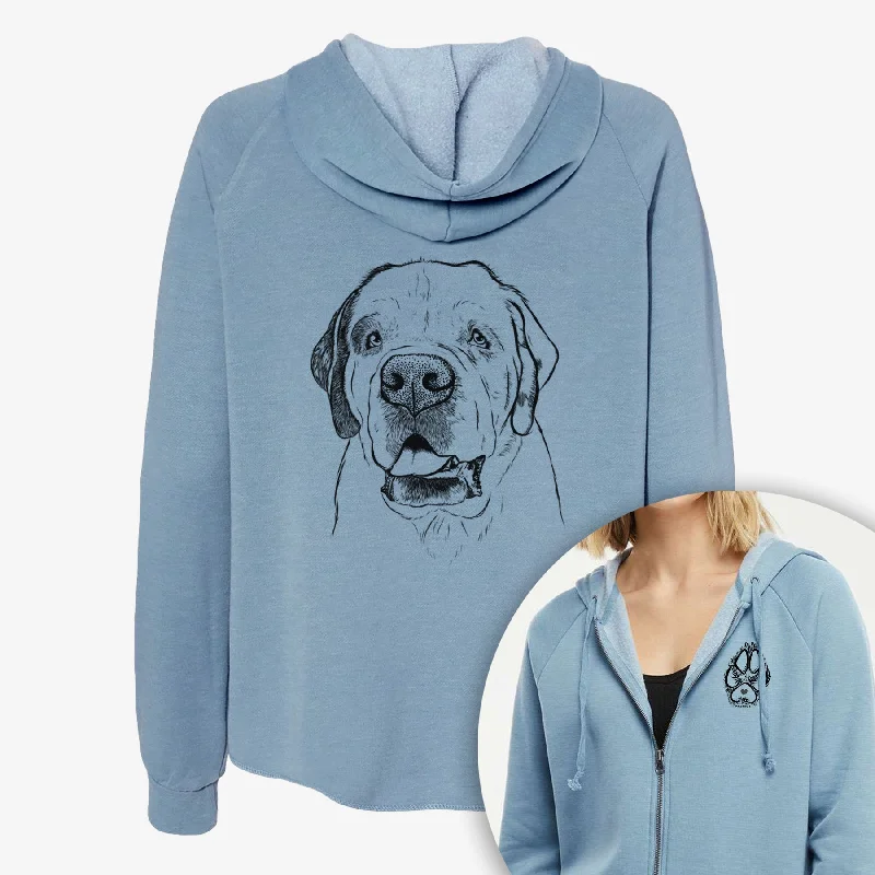 Wendy the Saint Bernard - Women's Cali Wave Zip-Up Sweatshirt Hoodie with Embroidery Detailed Premium