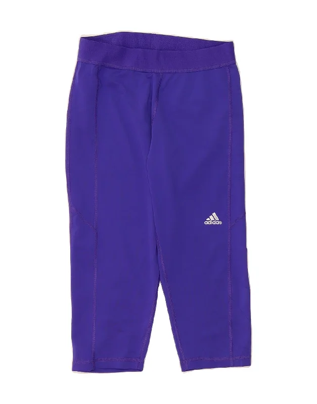 ADIDAS Womens Climalite Capri Leggings UK 12/14 Medium  Purple Polyester Comfortable Slip-On Compression Leggings
