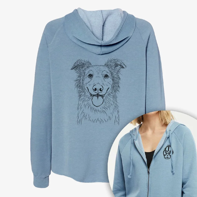 Ruxtin the Mixed Breed - Women's Cali Wave Zip-Up Sweatshirt Hoodie with Mesh Breathable Sporty
