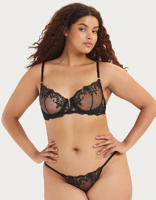 Bluebella Marseille Balcony Bra Black Sexy Mesh Bra