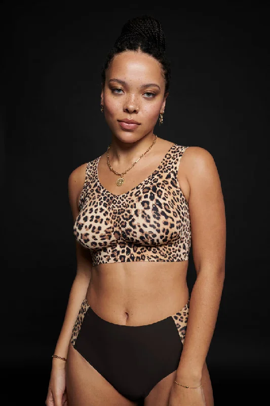 Evelyn & Bobbie Defy Leopard Print Wireless Bra Breathable Sports Bra
