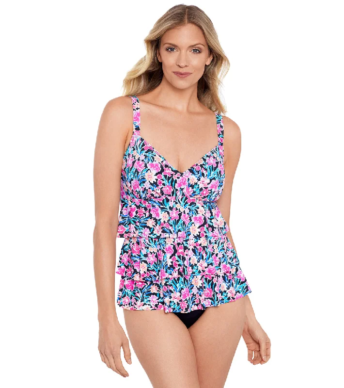 Shape Solver By Penbrooke Women's Florentine Fauxkini One Piece Swimsuit Retro Swimwear Style